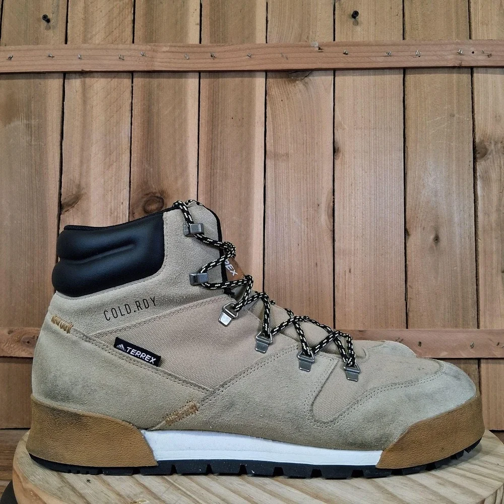 Adidas Terrex Snowpitch Cold.RDY Boots Mens 13 Beige Suede Hiking Winter Snow